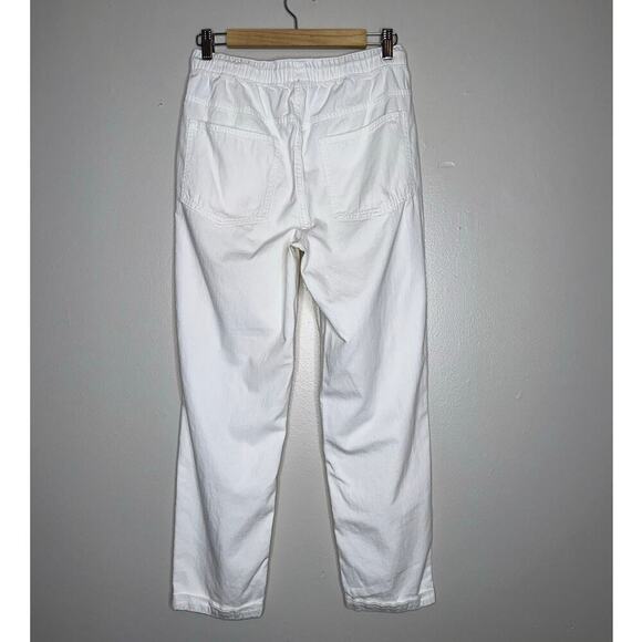 Aerie White Pull-On Cotton Jogger Pants Size Small Distressed Relaxed Fit - Picture 6 of 6
